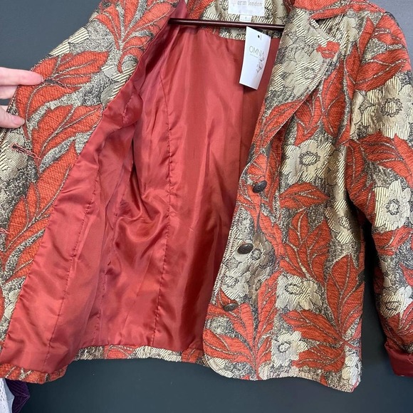 Epic vintage orange gold jacquard blazer - Picture 6 of 7